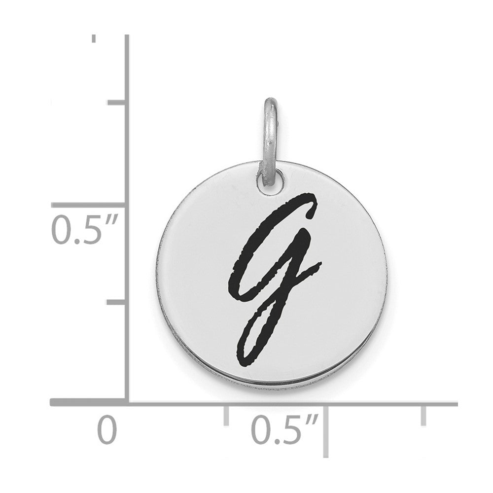 FJC Finejewelers 14 kt White Gold Polished Black Enamel Letter G Initial Disk Charm 15 x 15 mm