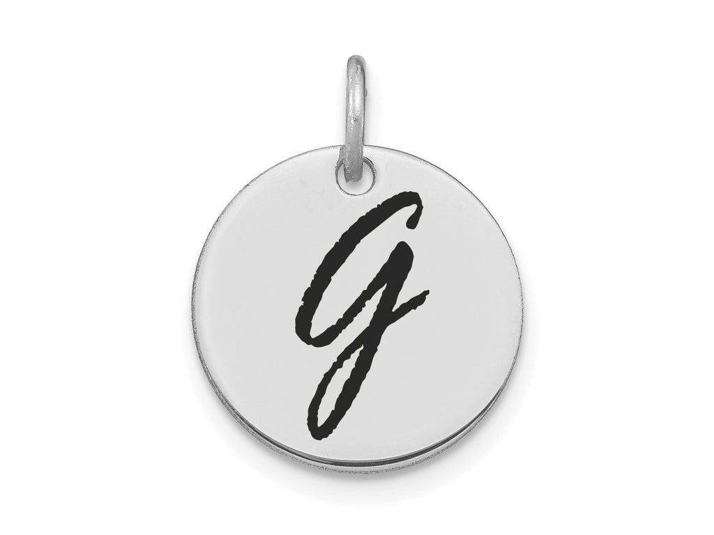 FJC Finejewelers 14 kt White Gold Polished Black Enamel Letter G Initial Disk Charm 15 x 15 mm
