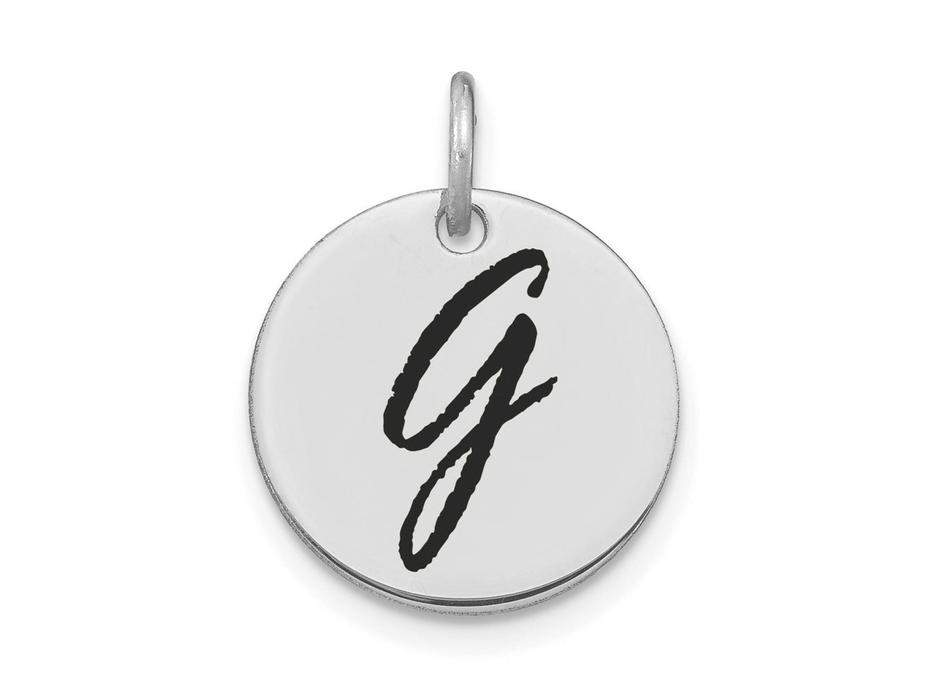 FJC Finejewelers 14 kt White Gold Polished Black Enamel Letter G Initial Disk Charm 15 x 15 mm