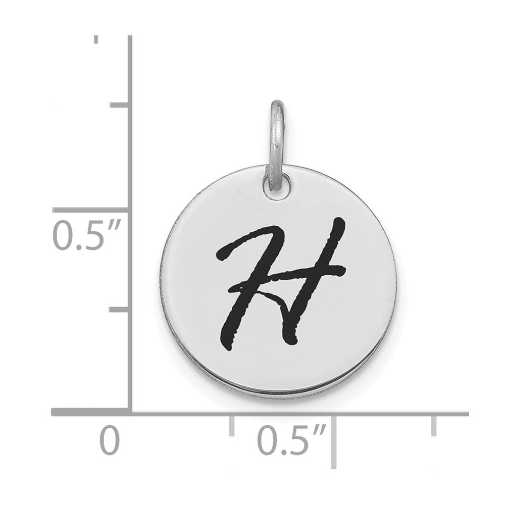 FJC Finejewelers 14 kt White Gold Polished Black Enamel Letter H Initial Disk Charm 15 x 15 mm