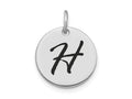 FJC Finejewelers 14 kt White Gold Polished Black Enamel Letter H Initial Disk Charm 15 x 15 mm