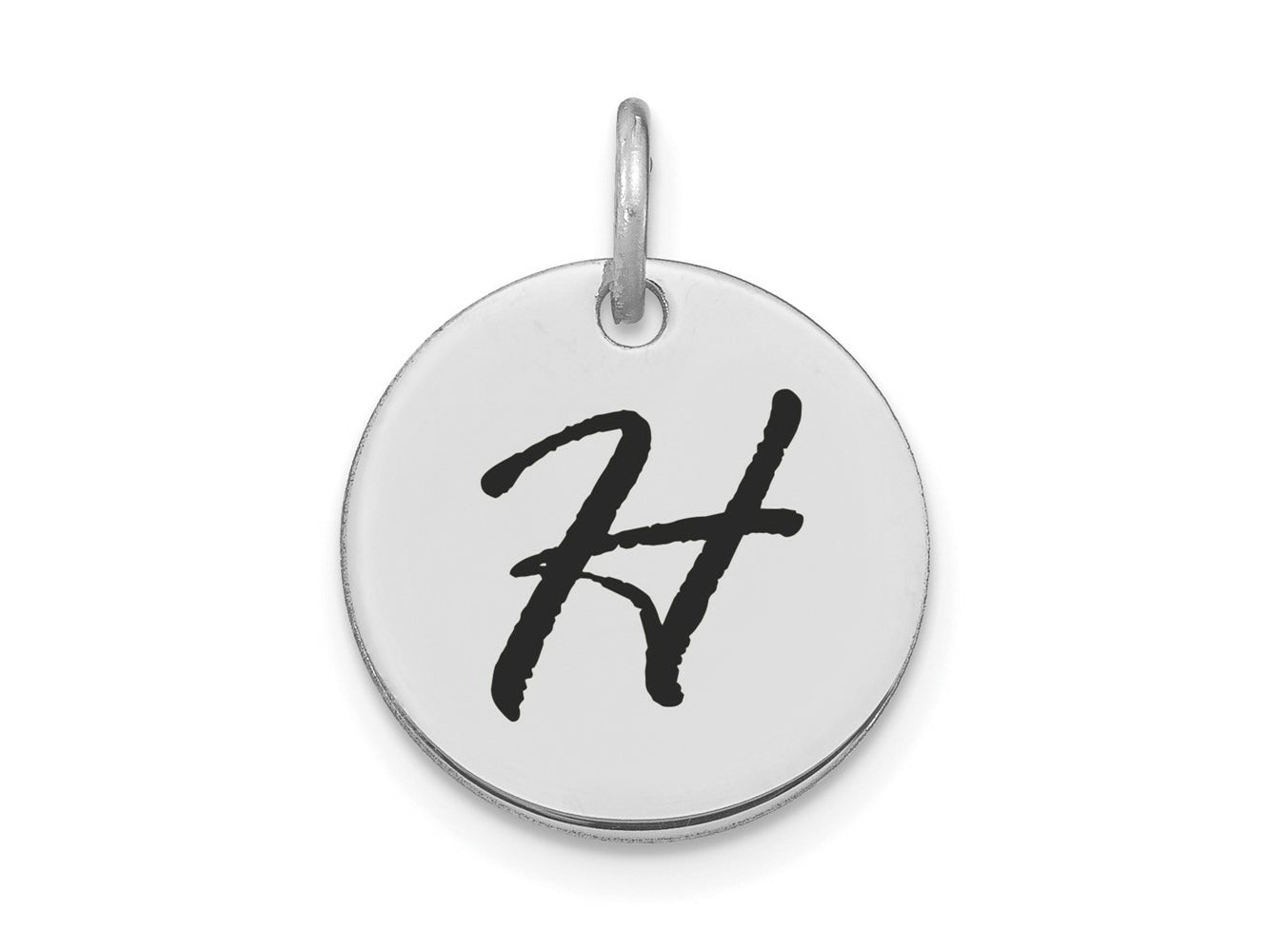 FJC Finejewelers 14 kt White Gold Polished Black Enamel Letter H Initial Disk Charm 15 x 15 mm