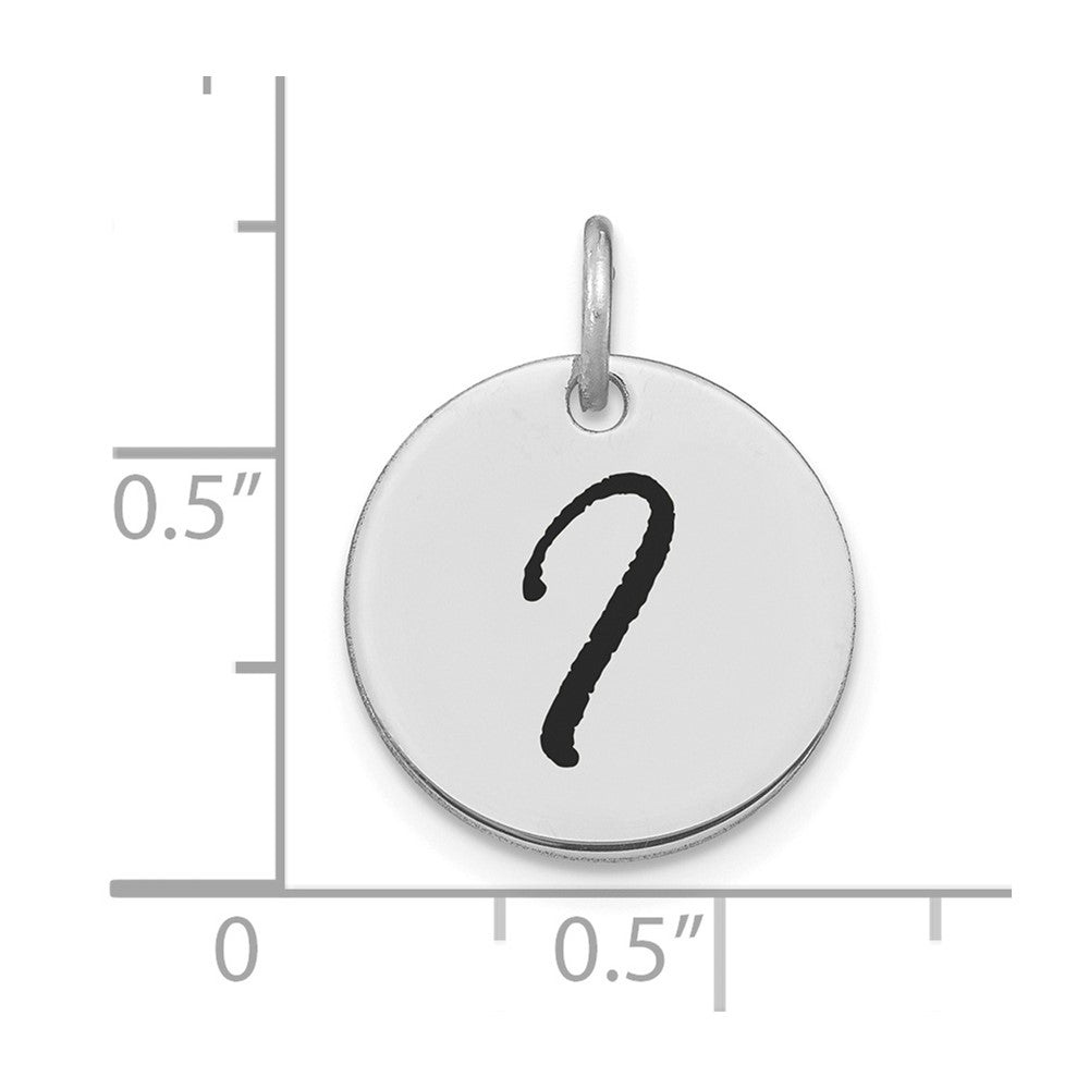 FJC Finejewelers 14 kt White Gold Polished Black Enamel Letter I Initial Disk Charm 15 x 15 mm