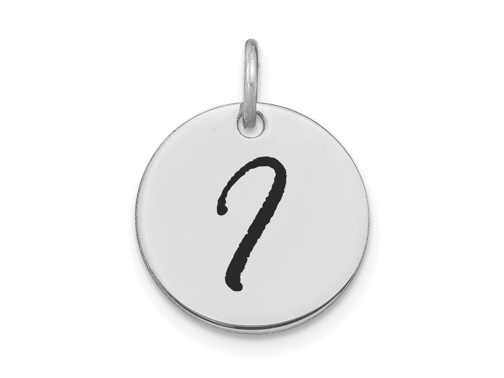 FJC Finejewelers 14 kt White Gold Polished Black Enamel Letter I Initial Disk Charm 15 x 15 mm