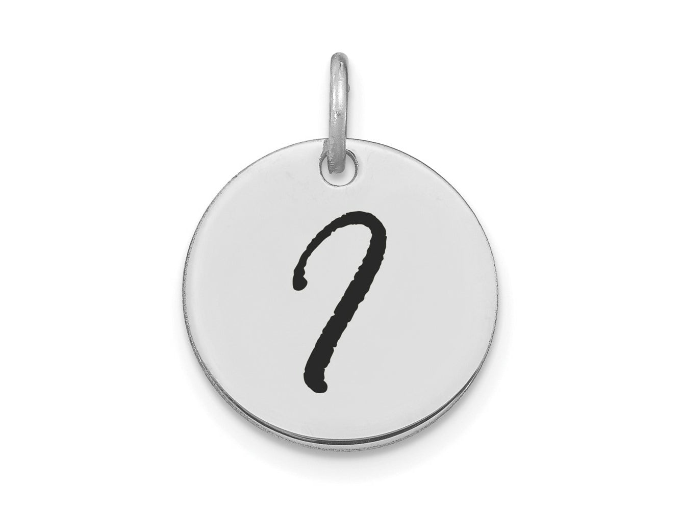 FJC Finejewelers 14 kt White Gold Polished Black Enamel Letter I Initial Disk Charm 15 x 15 mm