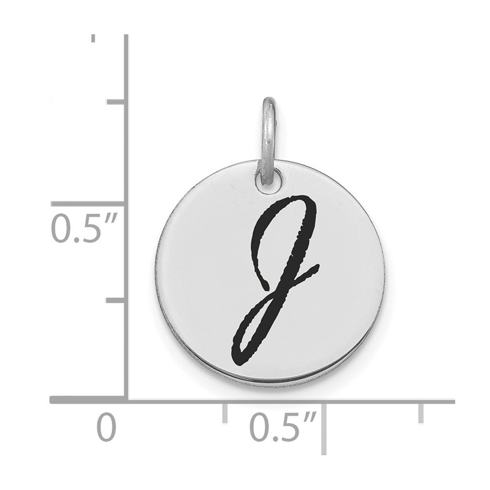 FJC Finejewelers 14 kt White Gold Polished Black Enamel Letter J Initial Disk Charm 15 x 15 mm