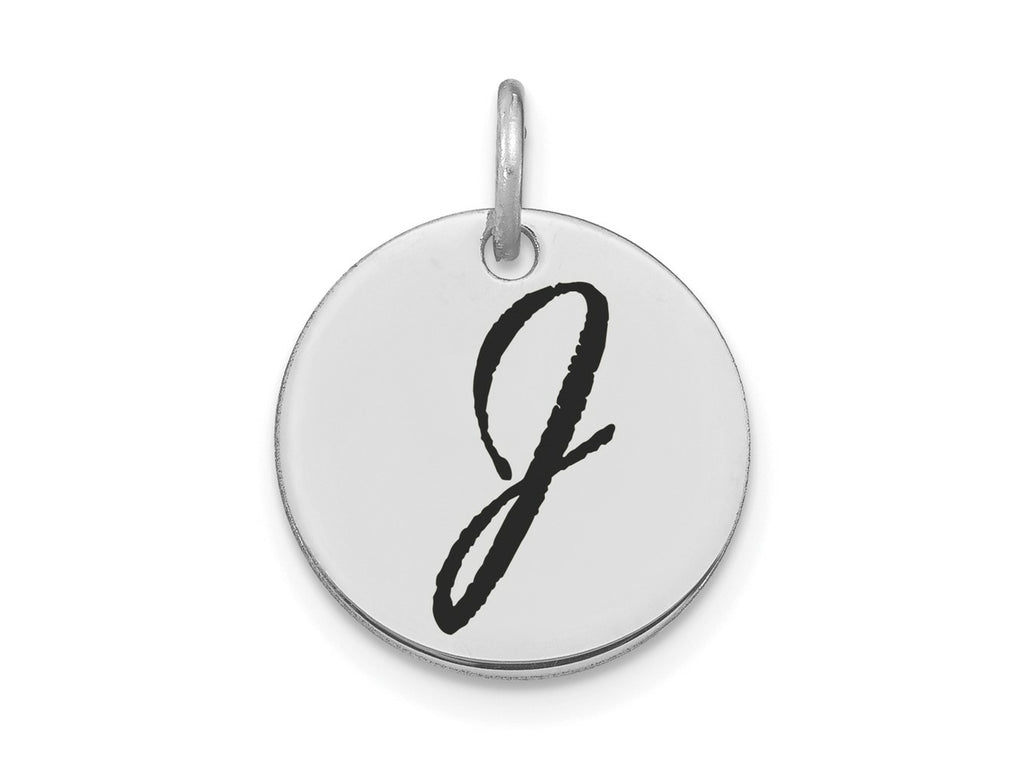 FJC Finejewelers 14 kt White Gold Polished Black Enamel Letter J Initial Disk Charm 15 x 15 mm