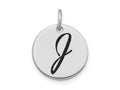 FJC Finejewelers 14 kt White Gold Polished Black Enamel Letter J Initial Disk Charm 15 x 15 mm