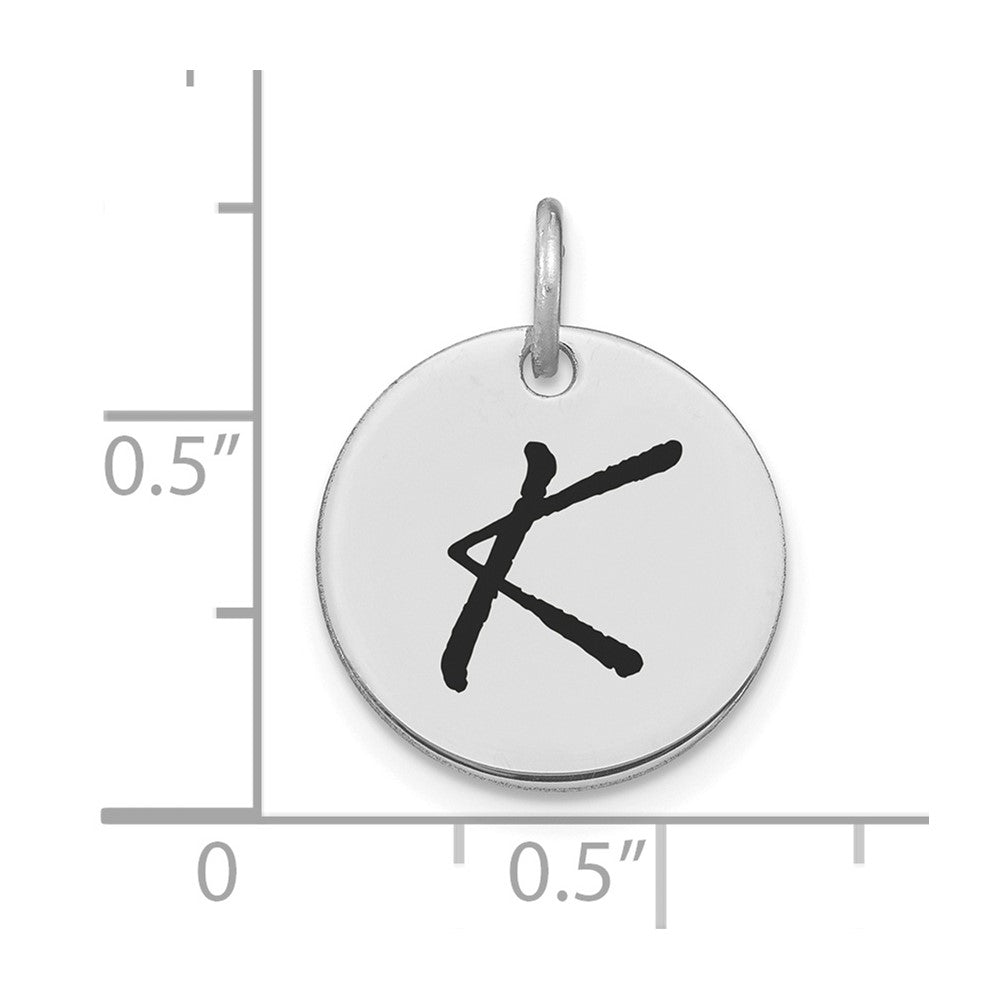 FJC Finejewelers 14 kt White Gold Polished Black Enamel Letter K Initial Disk Charm 15 x 15 mm