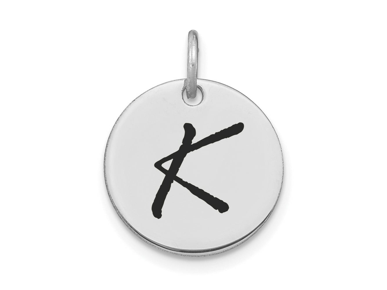 FJC Finejewelers 14 kt White Gold Polished Black Enamel Letter K Initial Disk Charm 15 x 15 mm