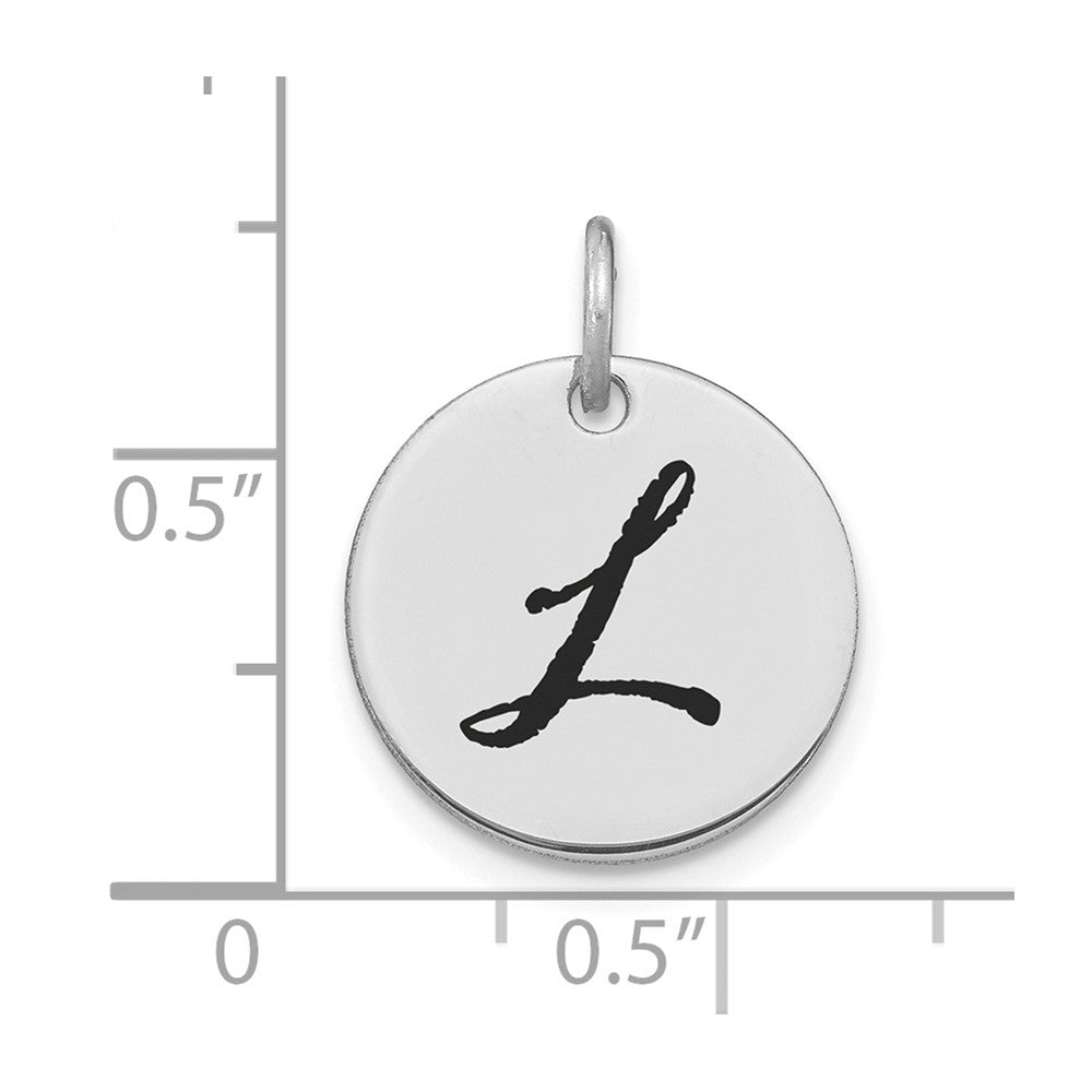 FJC Finejewelers 14 kt White Gold Polished Black Enamel Letter L Initial Disk Charm 15 x 15 mm