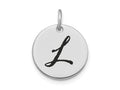 FJC Finejewelers 14 kt White Gold Polished Black Enamel Letter L Initial Disk Charm 15 x 15 mm