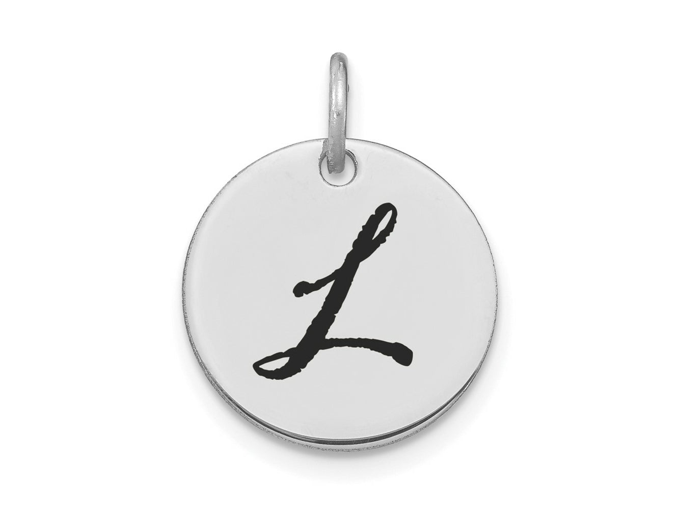 FJC Finejewelers 14 kt White Gold Polished Black Enamel Letter L Initial Disk Charm 15 x 15 mm