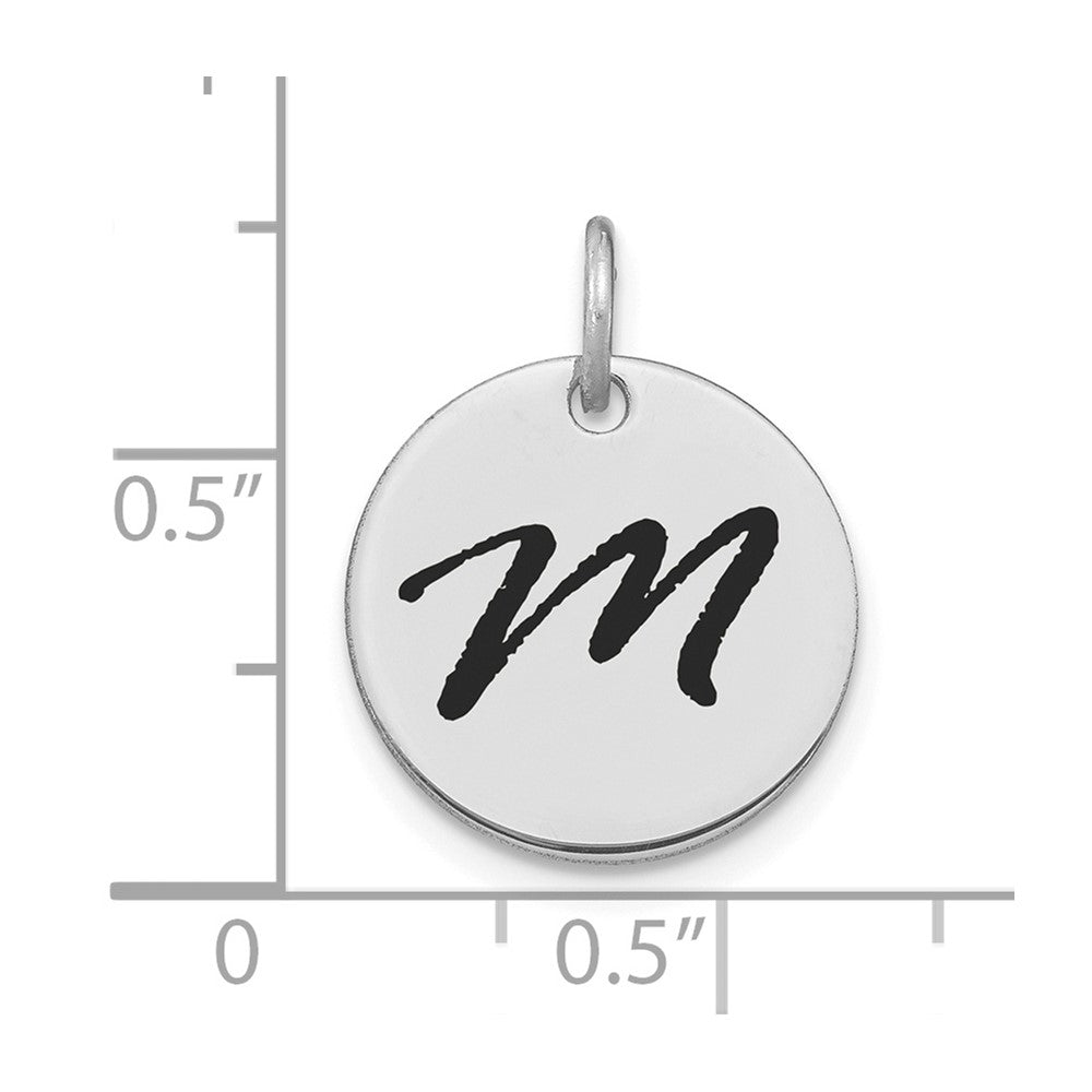 FJC Finejewelers 14 kt White Gold Polished Black Enamel Letter M Initial Disk Charm 15 x 15 mm