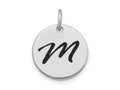 FJC Finejewelers 14 kt White Gold Polished Black Enamel Letter M Initial Disk Charm 15 x 15 mm