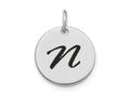 FJC Finejewelers 14 kt White Gold Polished Black Enamel Letter N Initial Disk Charm 15 x 15 mm