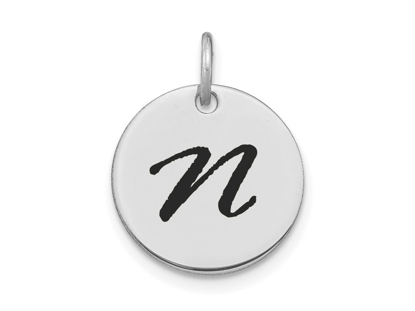 FJC Finejewelers 14 kt White Gold Polished Black Enamel Letter N Initial Disk Charm 15 x 15 mm