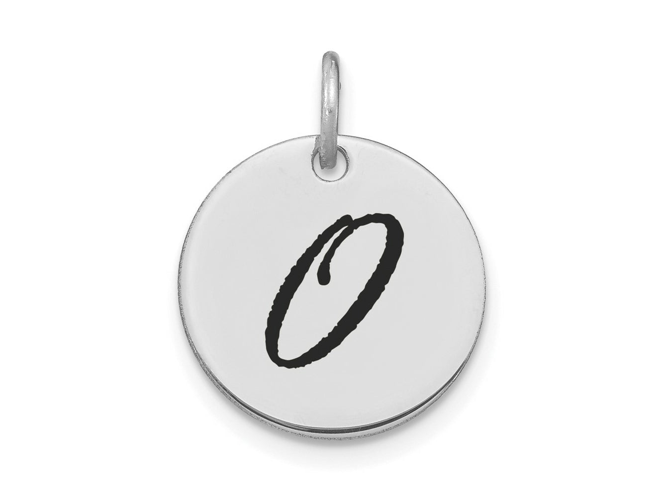 FJC Finejewelers 14 kt White Gold Polished Black Enamel Letter O Initial Disk Charm 15 x 15 mm