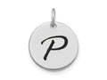 FJC Finejewelers 14 kt White Gold Polished Black Enamel Letter P Initial Disk Charm 15 x 15 mm