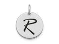 FJC Finejewelers 14 kt White Gold Polished Black Enamel Letter R Initial Disk Charm 15 x 15 mm