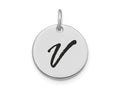 FJC Finejewelers 14 kt White Gold Polished Black Enamel Letter V Initial Disk Charm 15 x 15 mm