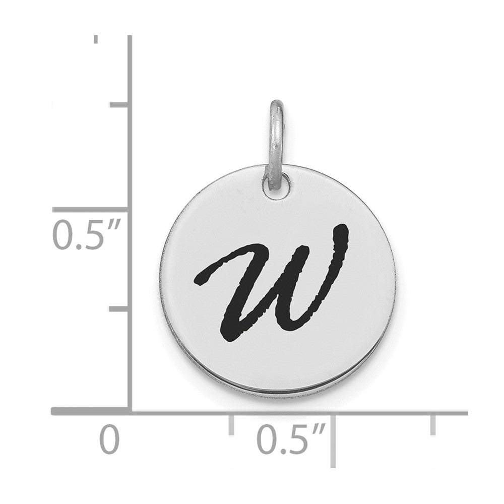 FJC Finejewelers 14 kt White Gold Polished Black Enamel Letter W Initial Disk Charm 15 x 15 mm