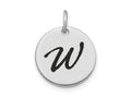 FJC Finejewelers 14 kt White Gold Polished Black Enamel Letter W Initial Disk Charm 15 x 15 mm