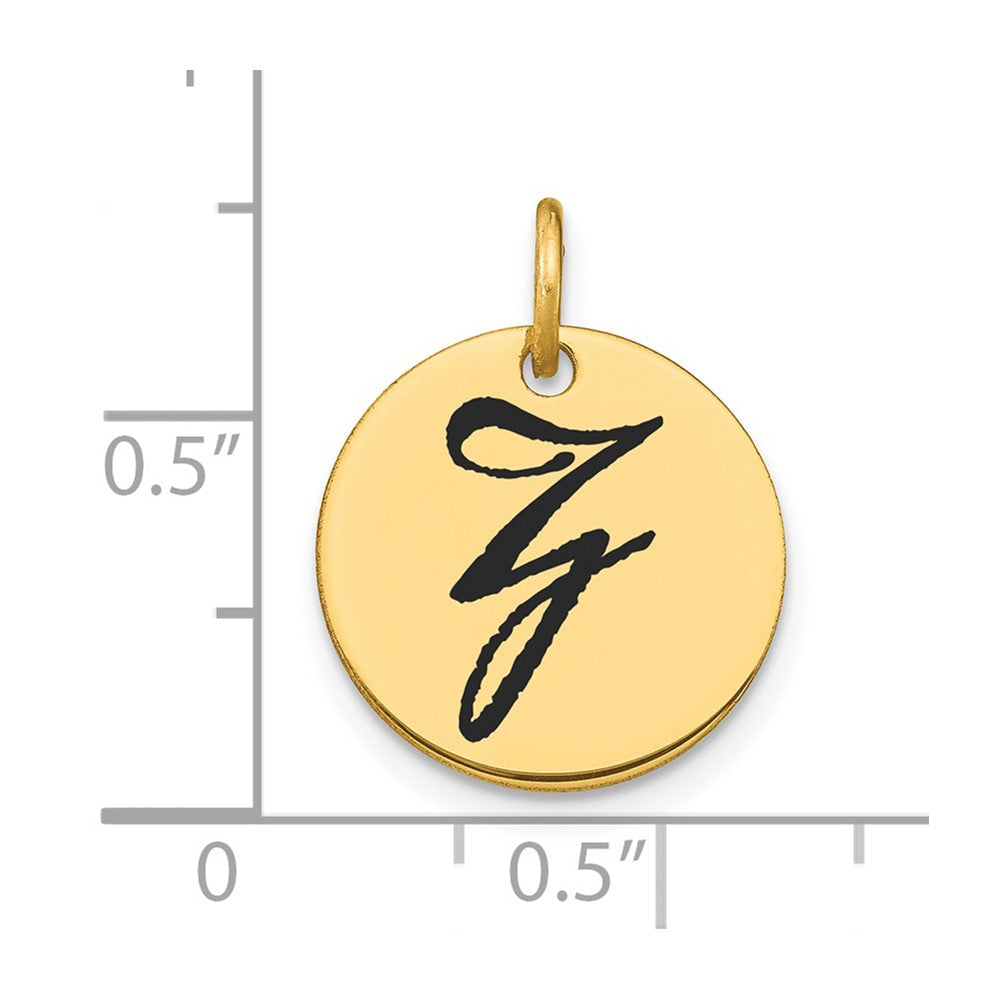 FJC Finejewelers 14 kt Yellow Gold Polished Black Enamel Letter Z Initial Disk Charm 15 x 15 mm