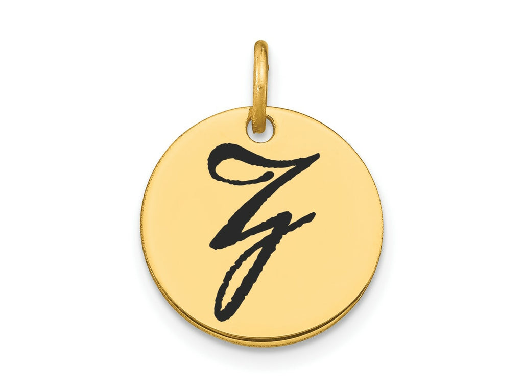 FJC Finejewelers 14 kt Yellow Gold Polished Black Enamel Letter Z Initial Disk Charm 15 x 15 mm