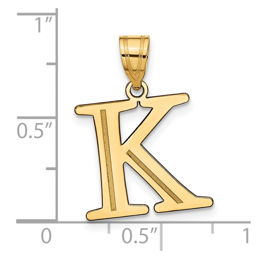 FJC Finejewelers 14 kt Yellow Gold Polished Etched Letter K Initial Charm