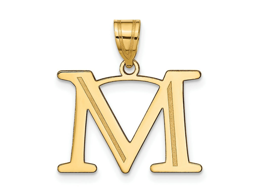 FJC Finejewelers 14 kt Yellow Gold Polished Etched Letter M Initial Charm