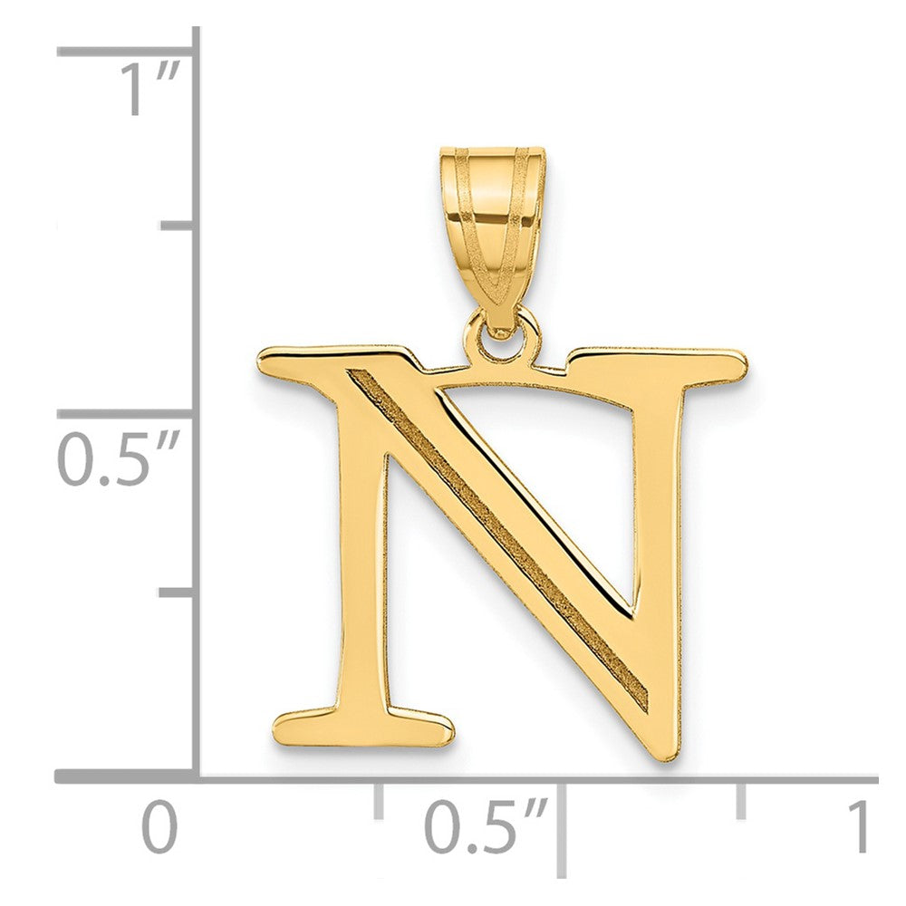 FJC Finejewelers 14 kt Yellow Gold Polished Etched Letter N Initial Charm