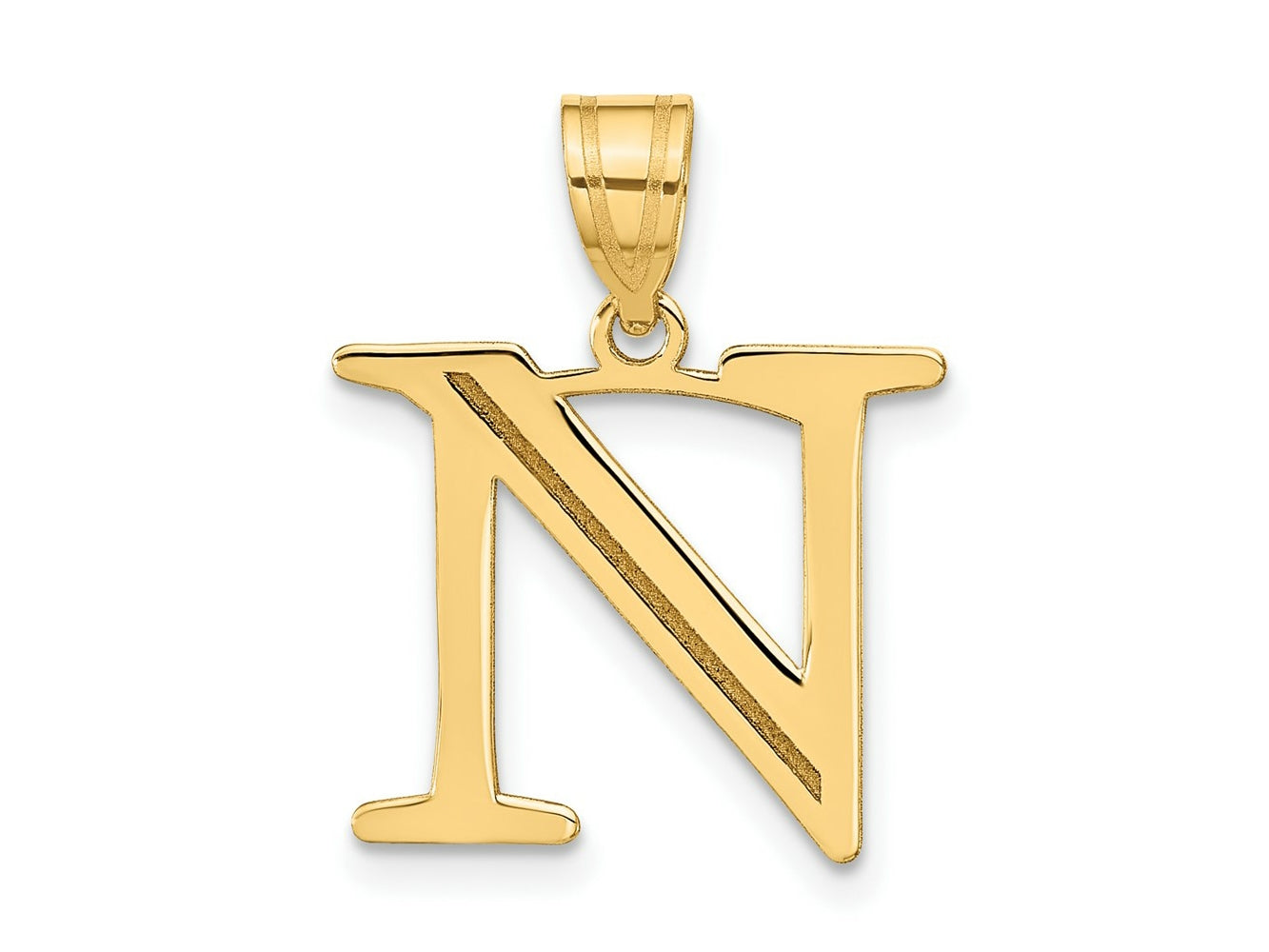 FJC Finejewelers 14 kt Yellow Gold Polished Etched Letter N Initial Charm