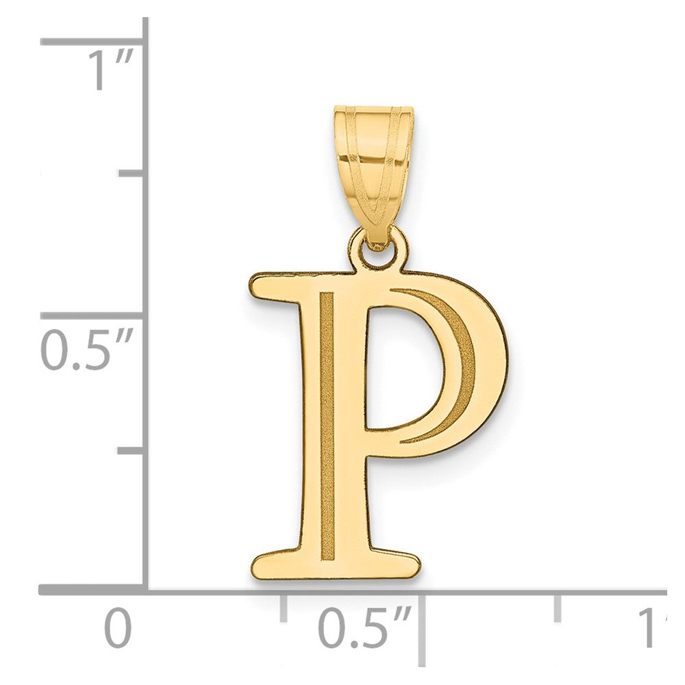 FJC Finejewelers 14 kt Yellow Gold Polished Etched Letter P Initial Charm