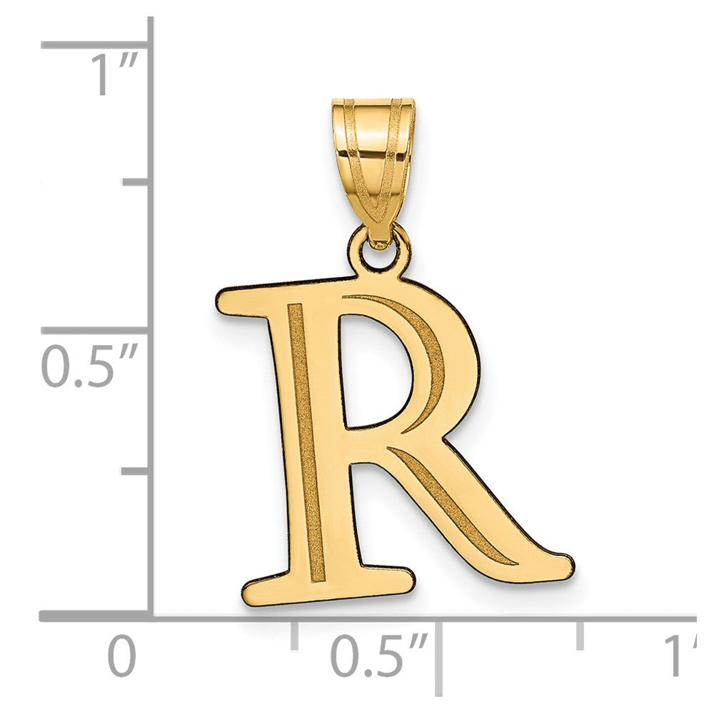 FJC Finejewelers 14 kt Yellow Gold Polished Etched Letter R Initial Charm