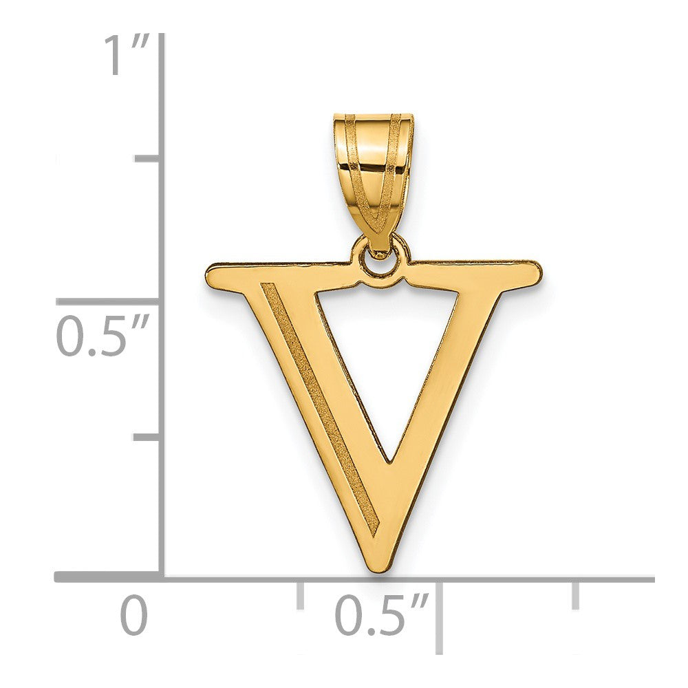 FJC Finejewelers 14 kt Yellow Gold Polished Etched Letter V Initial Charm