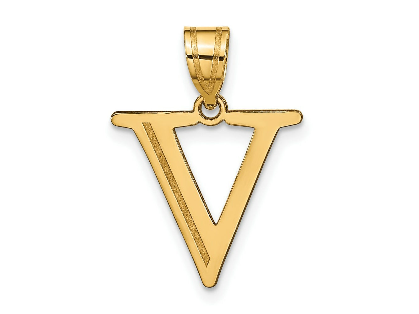 FJC Finejewelers 14 kt Yellow Gold Polished Etched Letter V Initial Charm