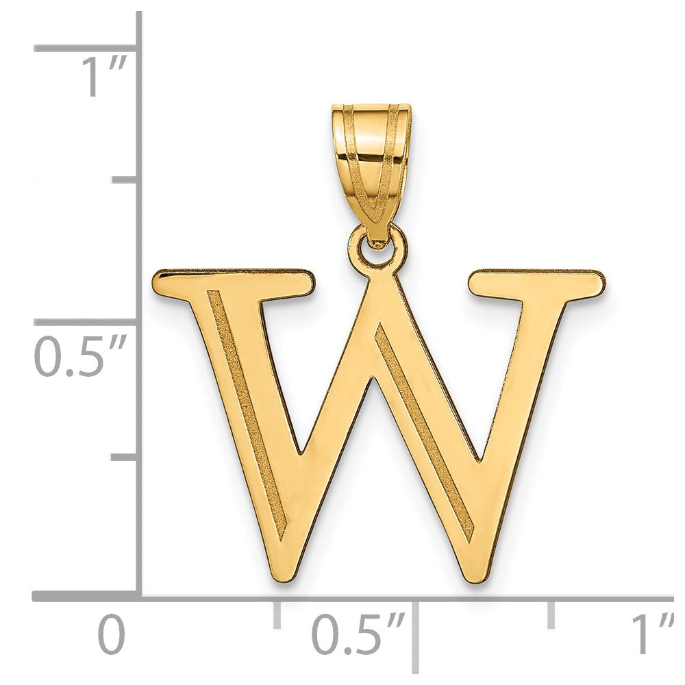 FJC Finejewelers 14 kt Yellow Gold Polished Etched Letter W Initial Charm