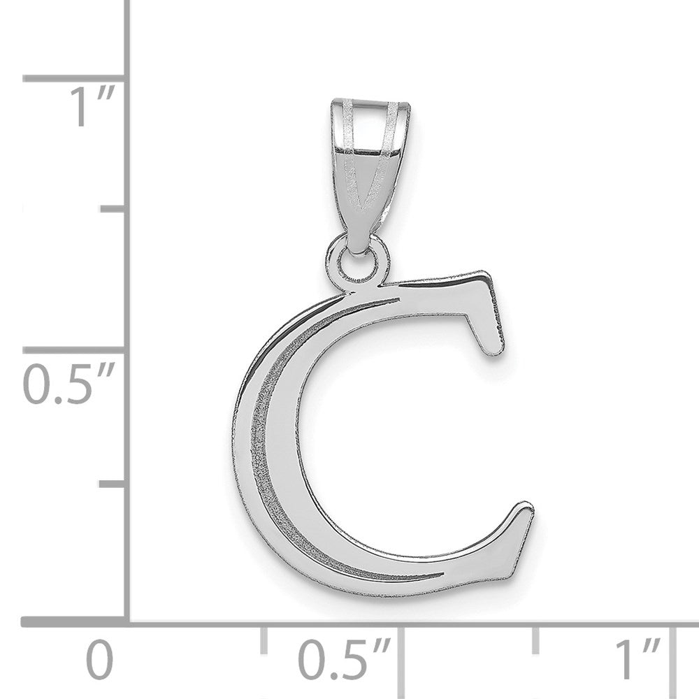 FJC Finejewelers 14 kt White Gold Polished Etched Letter C Initial Charm 17 x 13 mm