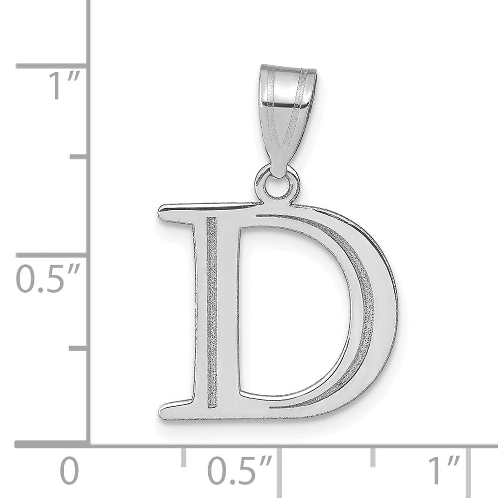 FJC Finejewelers 14 kt White Gold Polished Etched Letter D Initial Charm 17 x 16 mm