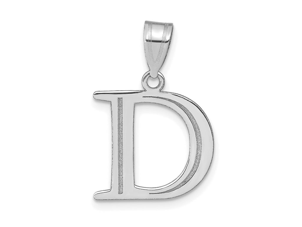 FJC Finejewelers 14 kt White Gold Polished Etched Letter D Initial Charm 17 x 16 mm