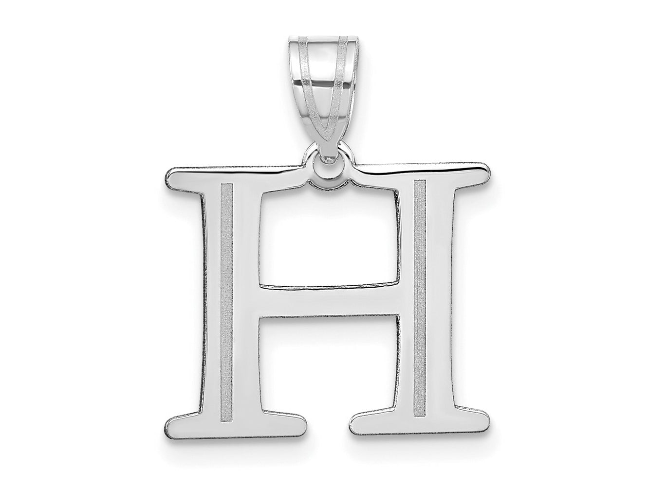 FJC Finejewelers 14 kt White Gold Polished Etched Letter H Initial Charm