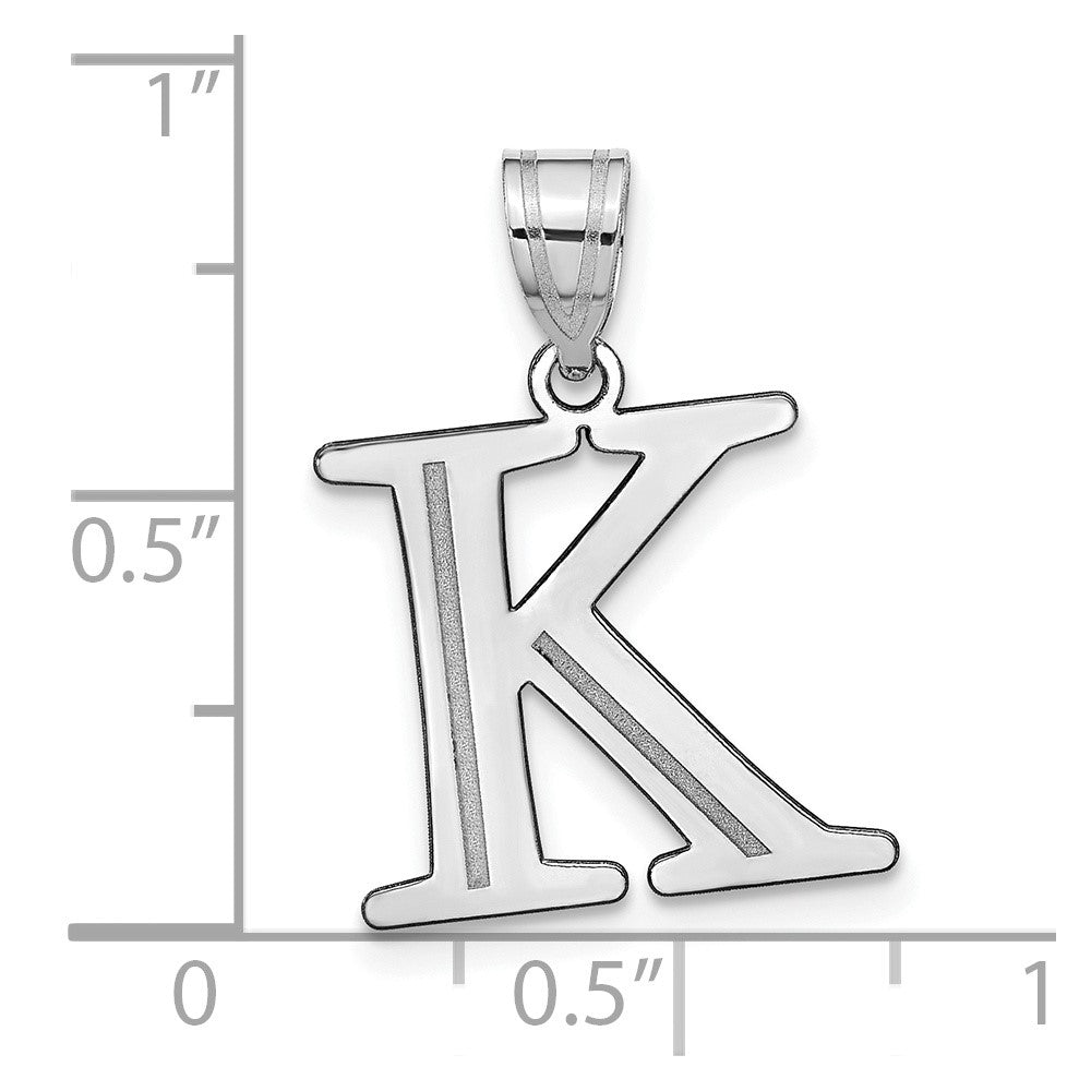 FJC Finejewelers 14 kt White Gold Polished Etched Letter K Initial Charm