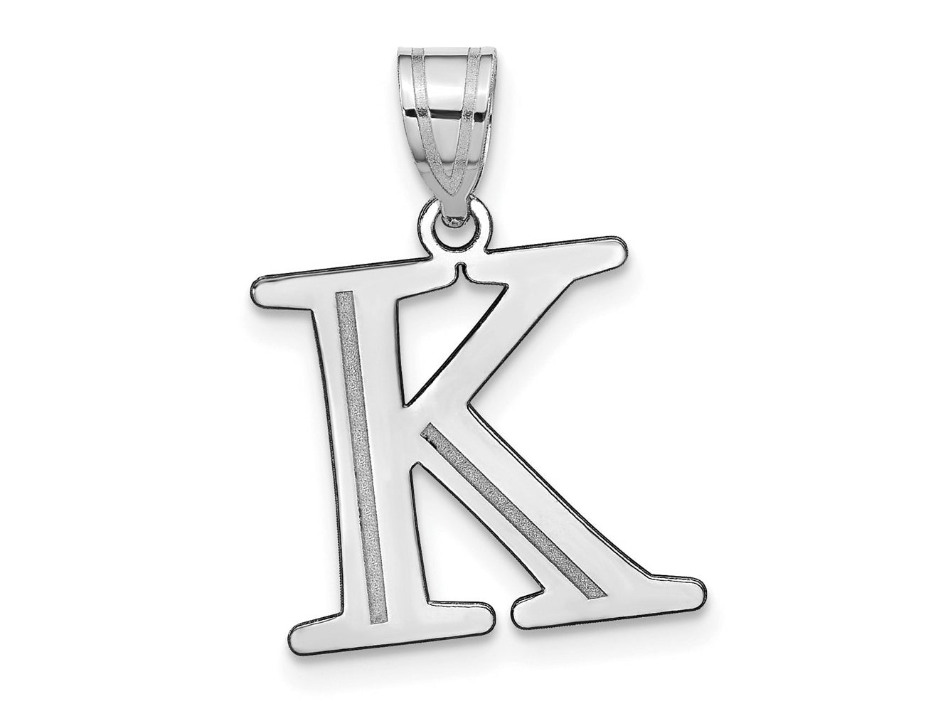 FJC Finejewelers 14 kt White Gold Polished Etched Letter K Initial Charm