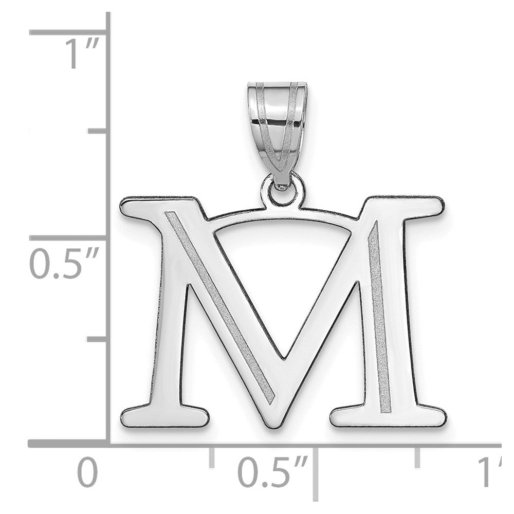 FJC Finejewelers 14 kt White Gold Polished Etched Letter M Initial Charm