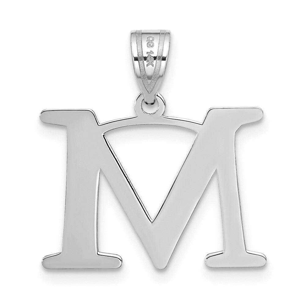 FJC Finejewelers 14 kt White Gold Polished Etched Letter M Initial Charm