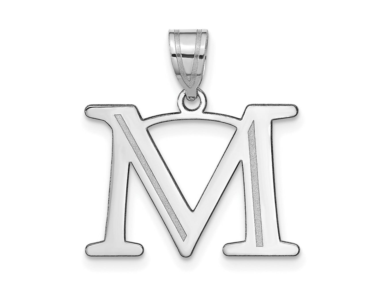 FJC Finejewelers 14 kt White Gold Polished Etched Letter M Initial Charm