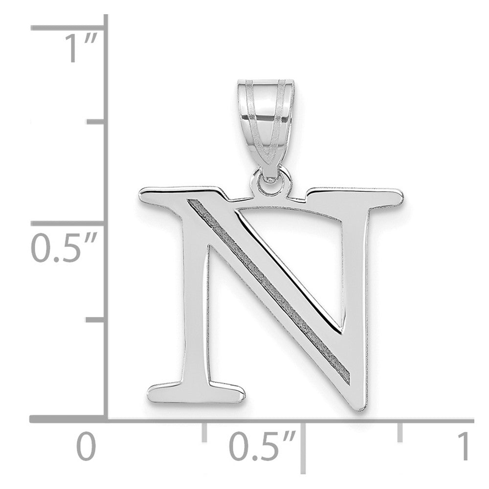 FJC Finejewelers 14 kt White Gold Polished Etched Letter N Initial Charm