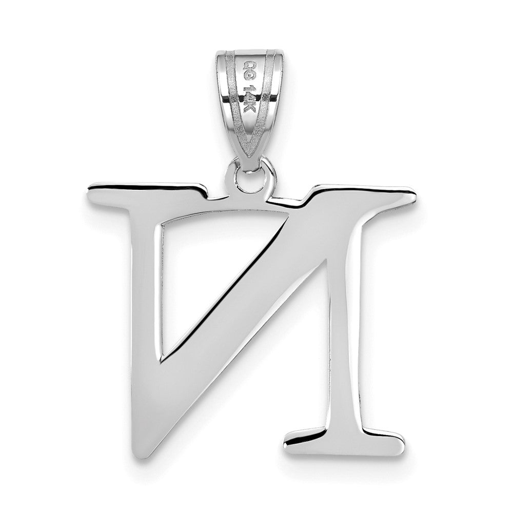 FJC Finejewelers 14 kt White Gold Polished Etched Letter N Initial Charm
