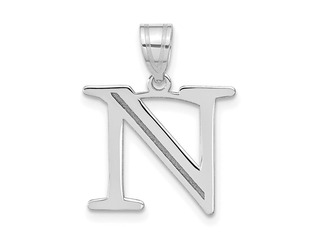FJC Finejewelers 14 kt White Gold Polished Etched Letter N Initial Charm